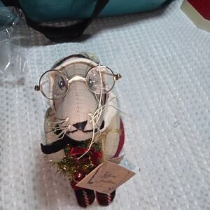 VINTAGE CHRISTMAS STUFFED SKIING MOUSE GRANPA SKIER CHRISTMAS DECOR